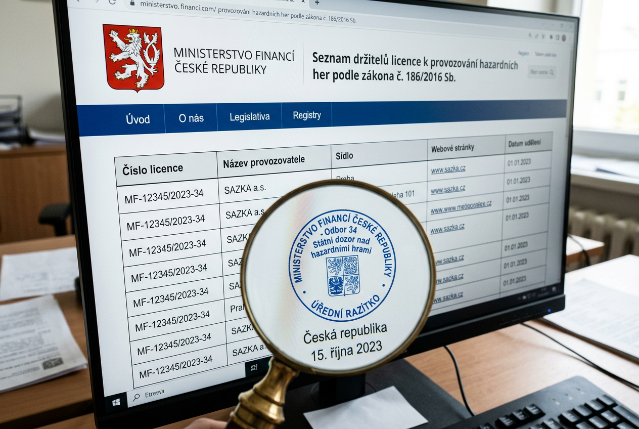 Ověření licence online kasina na stránkách Ministerstva financí ČR