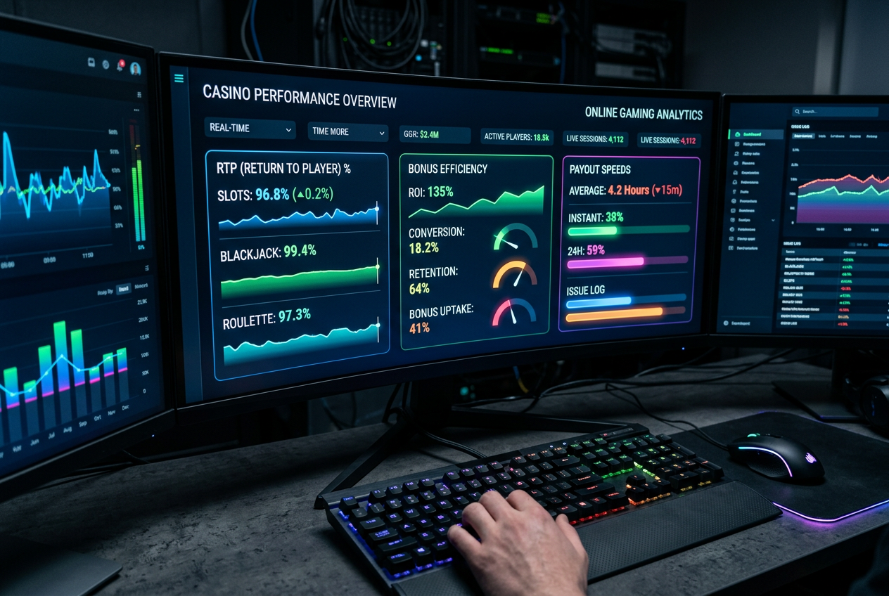 Finanční dashboard s metrikami online kasin pro rok 2026