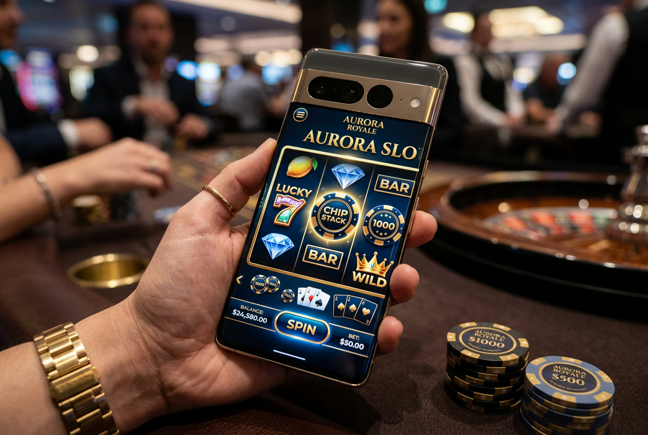 Moderní digitální kasinové rozhraní na smartphonu s vysokým rozlišením a luxusním designem